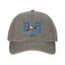 The BOEING P-8A Poseidon Graphic Hat is a gray baseball cap with an airplane graphic, bold blue "P-8" lettering, and "POSEIDON" beneath—ideal for aviation fans and P-8A Poseidon enthusiasts.