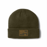 The Boeing Heritage Airplane Company Beanie by BOEING is olive green with a folded brim and front patch reading Boeing Airplane Company U.S.A. Estd 1916 in yellow, shown on a plain white background.