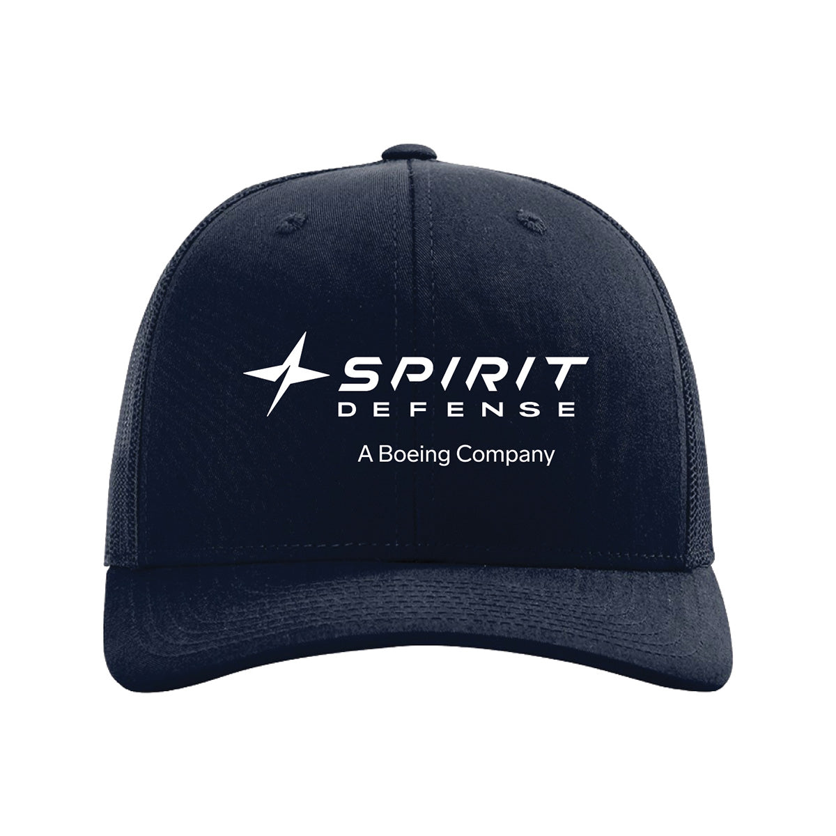 The Boeing Spirit Defense Hat by BOEING is a black aviation cap featuring “SPIRIT DEFENSE” and “A Boeing Company” in white text, along with a stylized star logo on the front. This hat comes with a classic snapback closure for an adjustable fit.