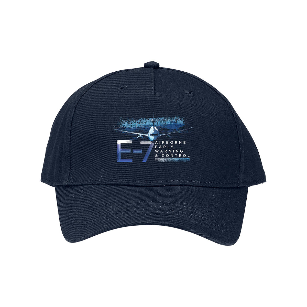 The Boeing E-7 Wedgetail Graphic Hat by BOEING features an embroidered airplane, bold E-7 text, and Airborne Early Warning & Control—perfect for aviation fans and Boeing enthusiasts.