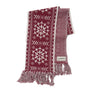 The Boeing 2025 Jet Snowflake Unisex Scarf by BOEING features a maroon and white snowflake pattern, geometric designs, fringed ends, and a Boeing logo tag—ideal for 787 Dreamliner fans.