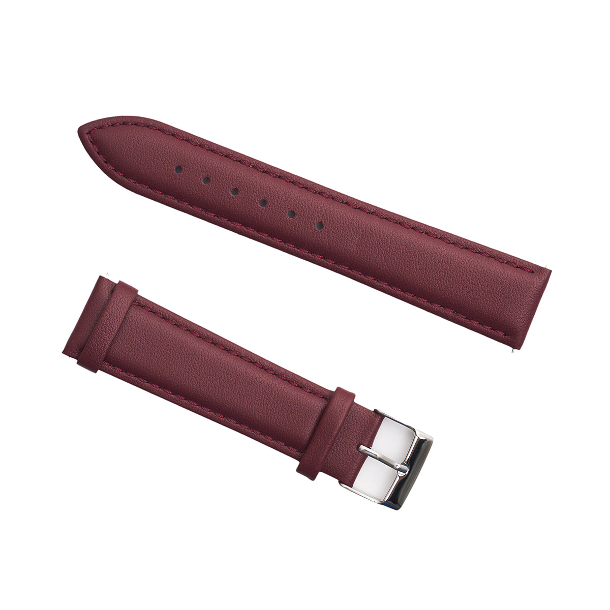 The Boeing Men's Quick Release Watch Band by Boeing features two maroon calf leather straps with visible stitching—one with a silver buckle—displayed against a white background.