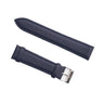 The Boeing Men's Quick Release Watch Band by Boeing features navy blue calf leather in two pieces with a silver buckle, displayed against a white background. This watch band is both stylish and practical.