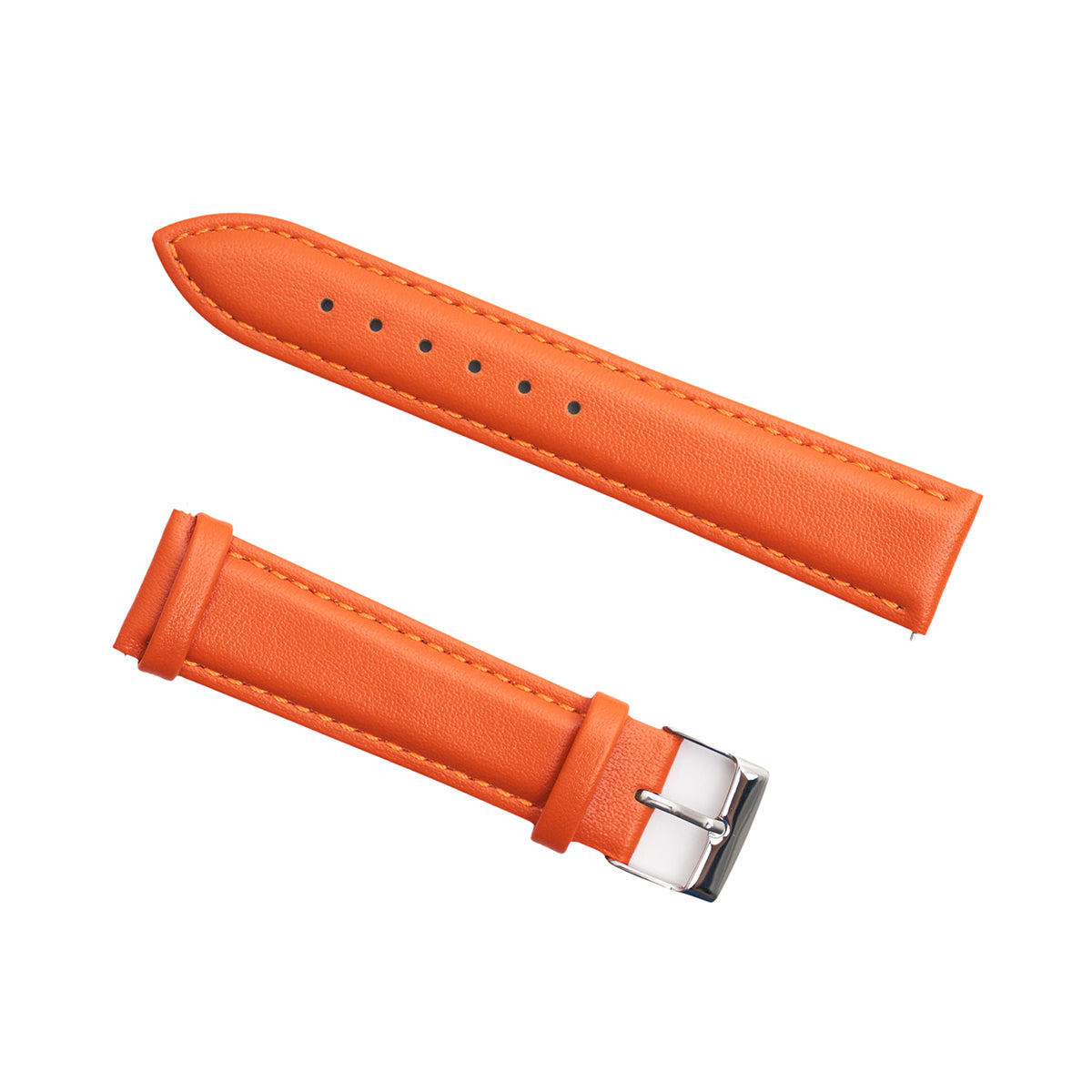 The Boeing Men's Quick Release Watch Band features two orange calf leather straps with visible stitching and a silver buckle, offering easy installation and a secure, stylish fit for your timepiece.
