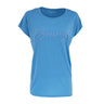 The Boeing Womens Script Logo T-Shirt by BOEING features a light blue color, short sleeves, and a script logo across the chest. This casual womens tee is shown on a plain white background.