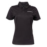 The Boeing Stores Boeing Signature Logo Womens Mesh Tech Polo features a moisture-wicking, UV-protection design with a rib-knit collar, three buttons, and a white Boeing logo on the left chest, combining style and functionality.