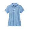 Elevate your wardrobe with the Peter Millar Boeing Women’s Herringbone Performance Polo. This light blue polo shirt features a subtle herringbone pattern, short sleeves, a classic collar, and three white buttons. "Boeing" is embroidered in white on the left chest. Designed for comfort and performance throughout the day, it is crafted from four-way stretch, moisture-wicking fabric.