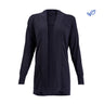 Explore The Boeing Stores Boeing Womens Eco-Friendly Grace Flow Cardigan in dark navy. This sustainable piece features long sleeves, an open front design, and is adorned with subtle logos for fashion-conscious enthusiasts.