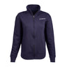 Full product image of the full-zip in navy color.  2 side pockets and white Boeing logo on left chest.