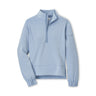 The Peter Millar Boeing Womens Flora Knit Mélange Half-Zip Pullover features long sleeves, elastic cuffs, a soft knit fabric, and a Boeing logo on the left chest in light blue with a slightly relaxed fit.