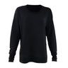 The BOEING Glyder Boeing Women’s Lounge Sweater, shown in plain black on a white background, features a relaxed fit with ribbed cuffs and hem for ultimate casual comfort.