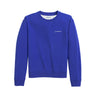 The BOEING johnnie-O Women’s Penny Crewneck Sweater is royal blue with long sleeves, ribbed cuffs, and a small white Boeing logo and emblem on the left chest. It is shown against a white background.