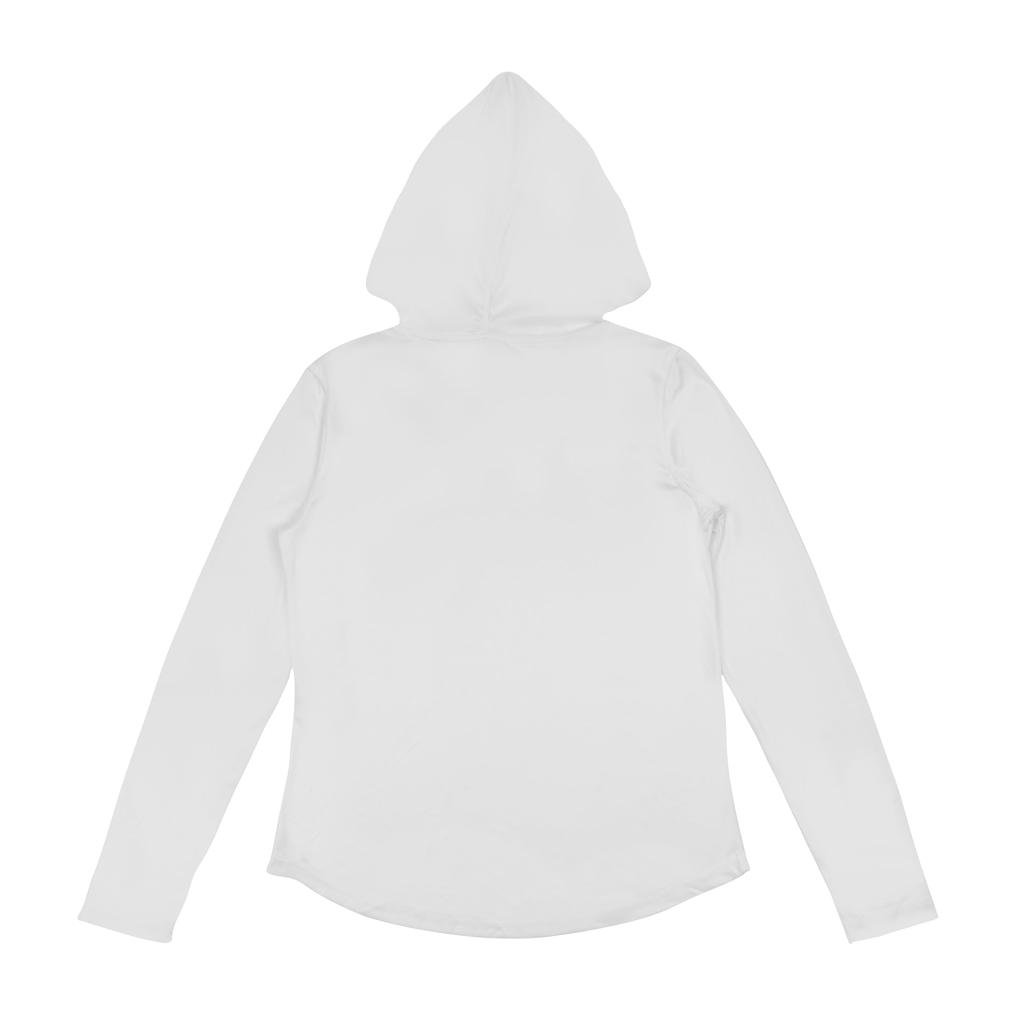 The BOEING Signature Logo Women's UV Hoodie is shown laid flat with the back, hood, and sleeves visible against a white background.