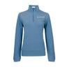 The Boeing Signature Women's Lux Quarter-Zip by BOEING is a light blue, long-sleeve pullover made from premium, moisture-wicking fabric for lasting comfort. It features the white Boeing logo on the left chest and is displayed against a plain white background.