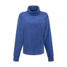 Blue long-sleeve Boeing Women’s Cashmere Fleece Mock Neck Pullover with a small Boeing logo on the left chest.
