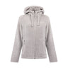 Light gray Boeing Women’s Full-Zip Chenille Hooded Fleece with a full-zip front, ribbed texture, and side pockets.