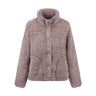 Mauve-colored Boeing Women’s Sierra Sherpa Pile Jacket with a high-pile texture, snap-button front closure, and stand-up collar.