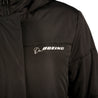 Close up of Boeing logo on left chest. 