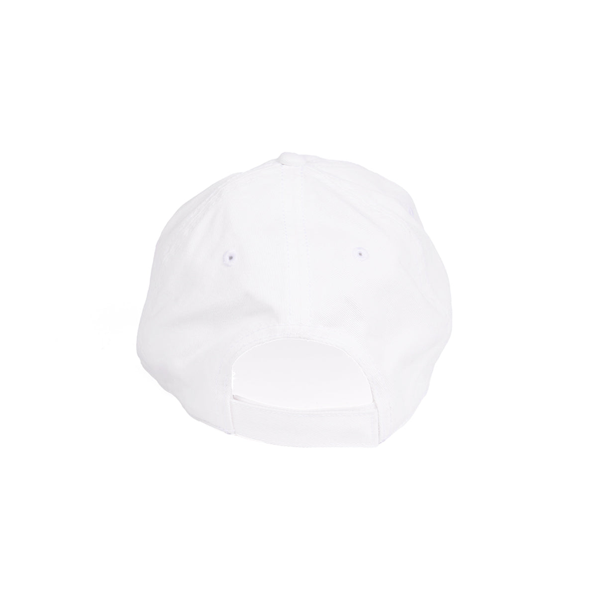 The BOEING Women In Aerospace Hat, shown from the back with an adjustable strap and opening, is ideal for aviation enthusiasts. The plain white background highlights this stylish baseball cap by BOEING.