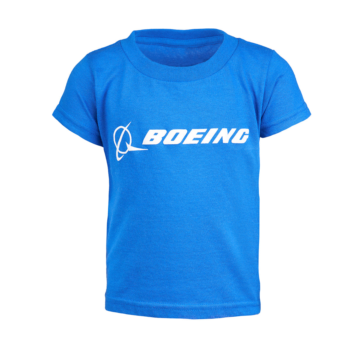 The Boeing Toddler Signature Logo T-Shirt features a bright blue design with the white Boeing logo across the chest—ideal for young aviation fans.