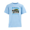 The Boeing Rosie Kids T-Shirt by BOEING is a light blue cotton jersey featuring a vintage Rosie design beside an aircraft, with “Rosie the Riveter” above and “We Can Do It!” below the image.