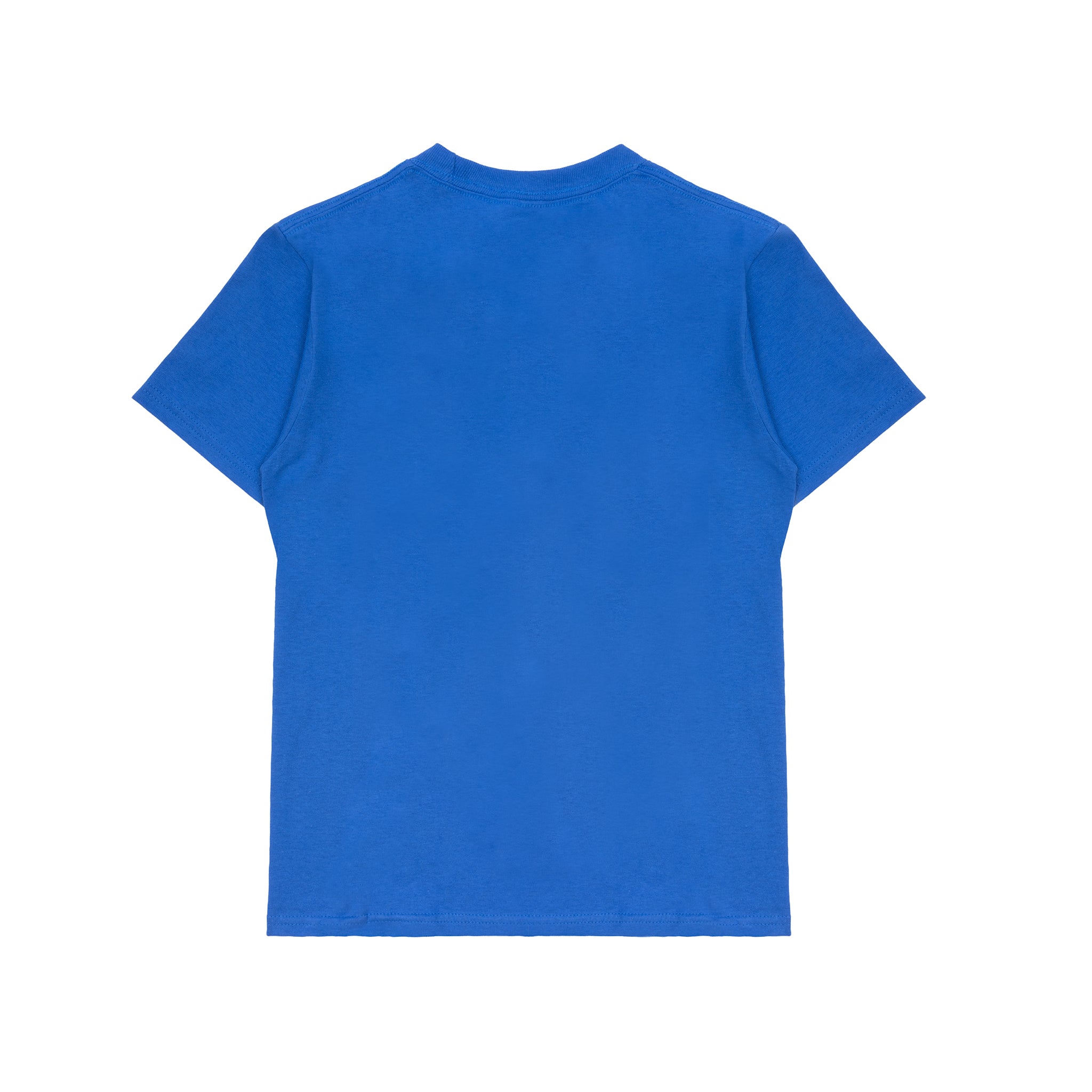 The Boeing Future of Flight Destination Kids’ T-Shirt by BOEING is a blue tee inspired by Julia Gash, shown from the back and laid flat on a white background.