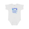 The Boeing Future Of Flight Destination Unisex Onesie by BOEING features a blue graphic with the logo, cartoon airplane, clouds, and "Future of Flight"—ideal sleepwear for young aviation fans. Pairs perfectly with our 100% cotton kids pajamas.