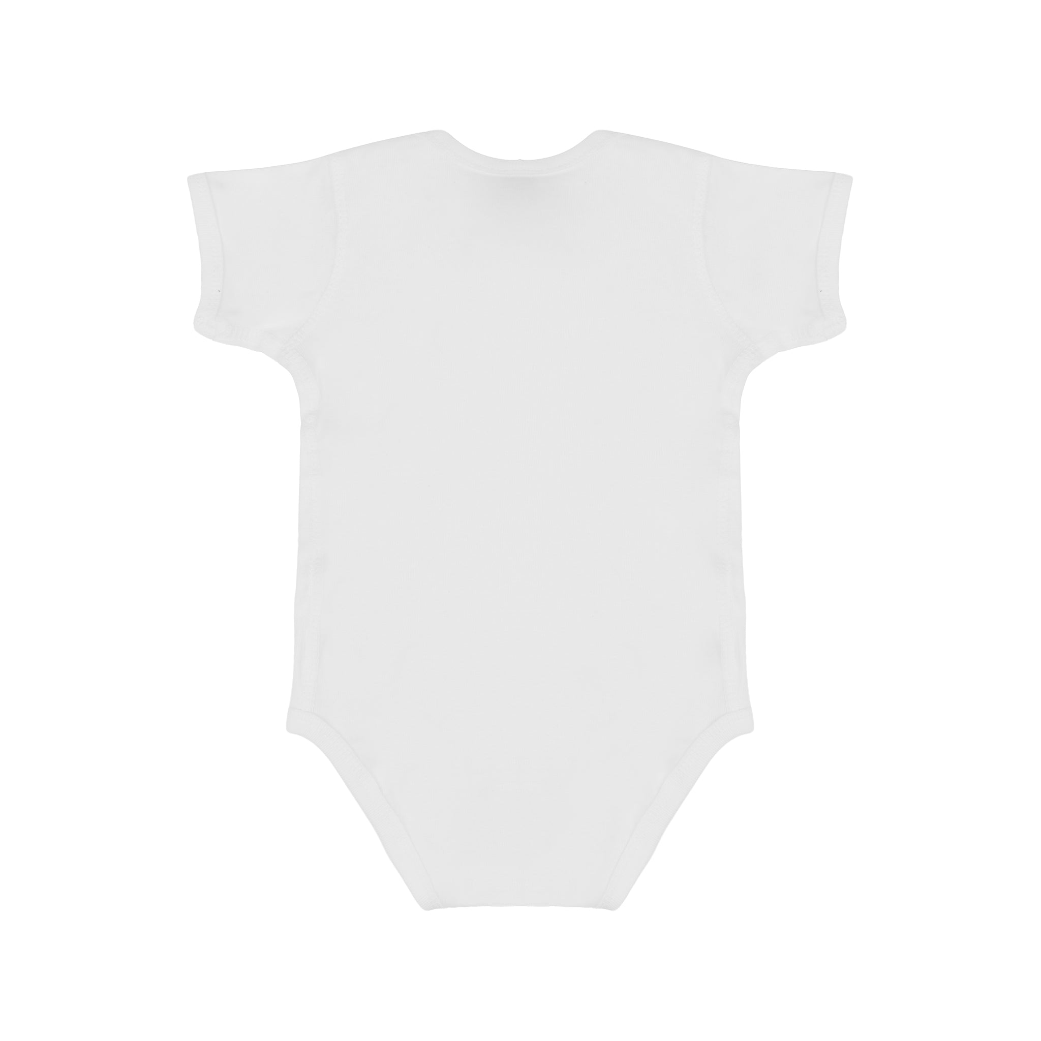The Boeing Future Of Flight Destination Unisex Onesie by BOEING is displayed flat on a white background, viewed from the back—a great choice for your child’s cotton pajamas or sleepwear collection.