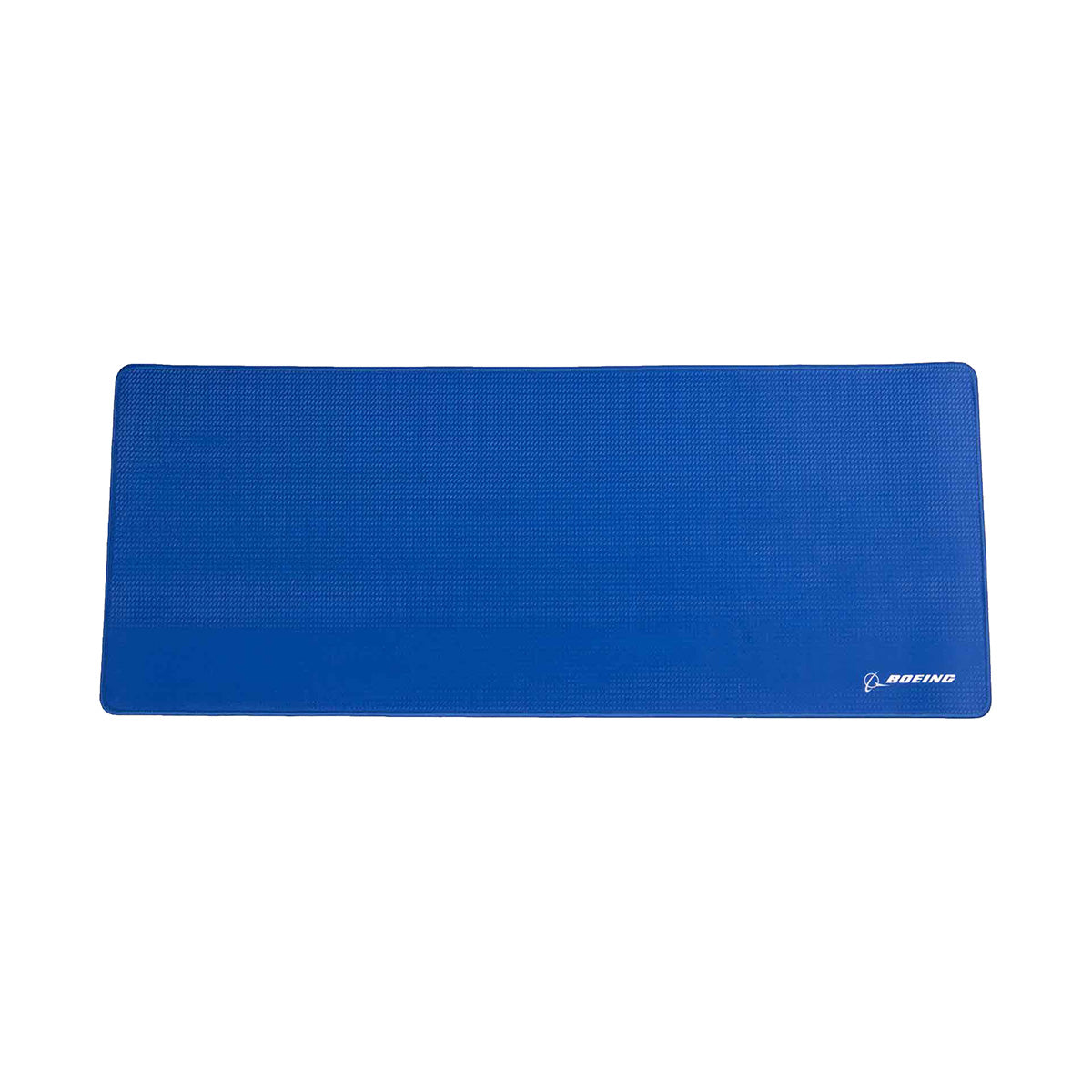 A rectangular royal blue Boeing Signature Royal Desk Pad with a textured surface and a small white BOEING logo in the corner, displayed on a white background.