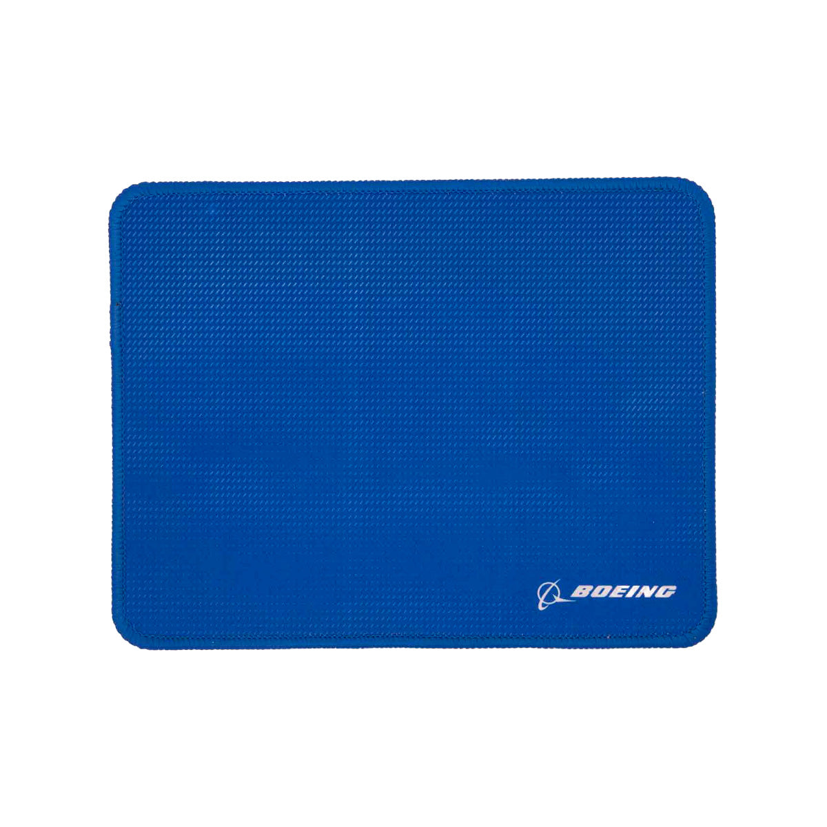 Presenting the Boeing Signature Royal Mouse Pad by BOEING—a blue, rectangular premium mouse pad with a textured surface engineered for optimal control. The iconic Boeing logo, displaying the brand name and emblem in white, is printed in the lower right corner. This non-slip mouse pad also offers softly rounded edges for enhanced comfort and long-lasting durability.