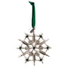 Zinc Boeing Snowflake features the 787 Dreamliner, T-7A Red Hawk and Space Launch System.  Dark green ribbon attached for hanging.  Green crystal embellishment .