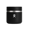 A black Hydroflask Boeing 20 oz Food Jar by BOEING features TempShield insulation, a matte finish, silver band near the lid, and a white stylized hand logo centered on a plain white background.