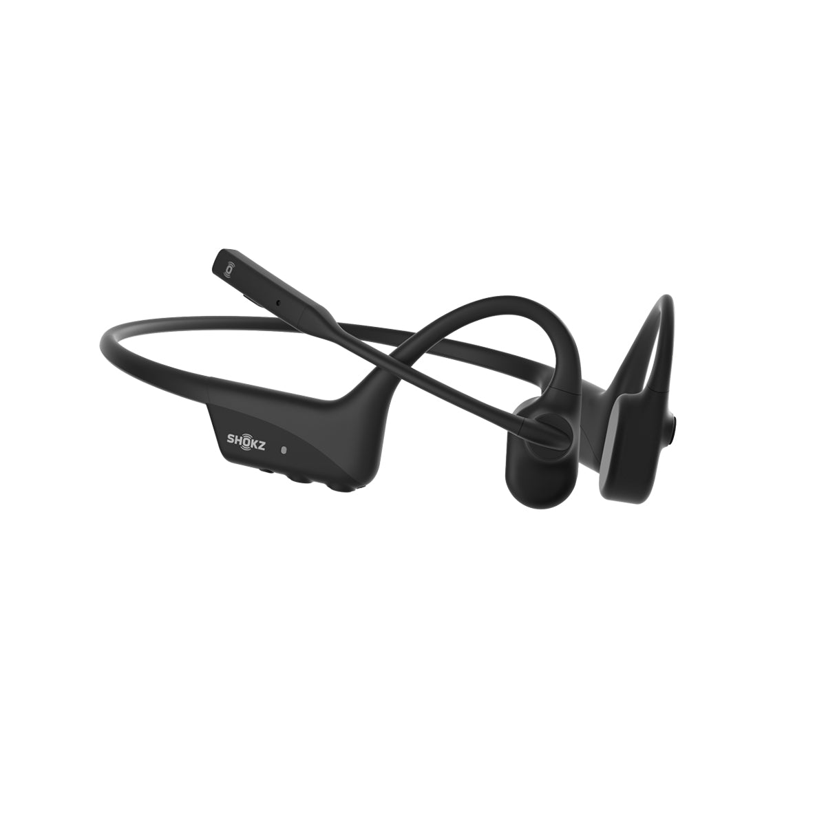 A pair of Boeing Shokz OpenRun Pro 2 black bone conduction headphones featuring an open-ear design and secure wrap-around band, displayed on a white background.