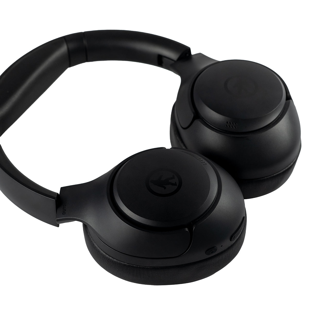 The BOEING Outdoor Tech Boeing Orbit ANC Headphones are black, over-ear wireless headphones with cushioned ear pads, active noise cancellation, and a sleek modern design.