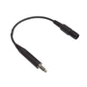 The Bose 6-Pin LEMO to U174 Helicopter Plug Adapter by BOSE is a short, black audio cable with a 3.5mm male jack and a female connector designed for aviation headset compatibility, ideal as a Bose A30 adapter.