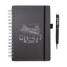 A Boeing CH-47F Block II Graphic Notebook Pen Set featuring a black spiral-bound notebook with a tandem-rotor helicopter graphic and matching black pen, ideal for aviation enthusiasts.