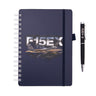 A dark blue spiral-bound Boeing F-15EX Eagle Graphic Notebook Pen Set featuring a matching black pen labeled F-15EX.