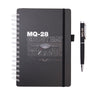 A Boeing MQ-28 Ghost Bat Graphic Notebook Pen Set consisting of a black spiral-bound notebook featuring an aircraft graphic and a matching black pen, designed for aviation enthusiasts.
