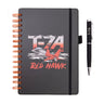 Boeing T-7A Red Hawk Graphic Notebook Pen Set featuring a spiral-bound notebook and a matching black pen labeled T-7A.