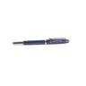The Boeing Stores Boeing Shimmer Rollerball Pen, featuring a blue finish with a silver clip and gold Boeing logo, is perfect for writing tasks. Its sleek design and stainless steel details elegantly stand out against a white background.