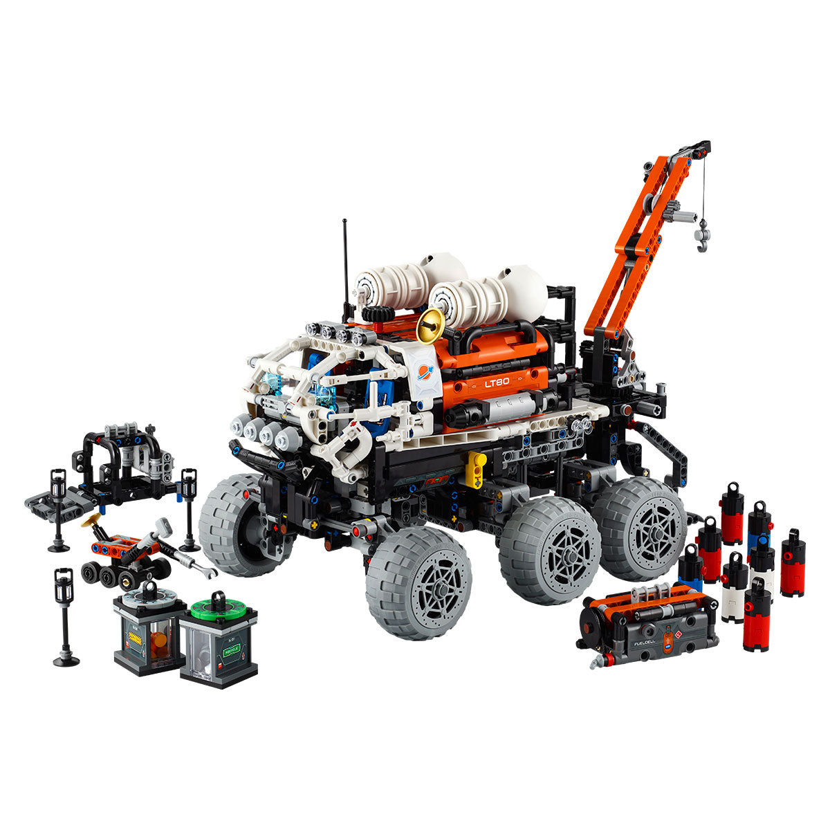 LEGO set fully assembled with accessories around