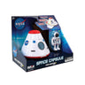 The BOEING NASA Space Adventure Space Capsule toy set includes a white capsule with red and blue details and a white astronaut figure. Packaged in space-themed box, labeled "NASA Space Adventure Space Capsule." For ages 3+.