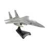 The DARON Boeing F-15A Eagle 5th Fighter Interceptor Diecast Model features gray camouflage, yellow accents, and tail number 020, displayed on a black stand labeled "F-15A Eagle 1:150.