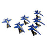 The DARON Boeing F/A-18C Blue Angel 6 Planes Set Diecast Model features six Navy blue and gold jets in formation, each on a numbered stand from 1 to 6.