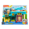 The BOEING Fisher-Price Everyday Adventures Airport playset features a pilot and passenger figures, a blue airplane, control tower, baggage carousel, and signs—ideal for imaginative play with toddlers ages 1-5.