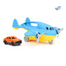 A Green Toys™ Cargo Airplane with Mini Car by The Boeing Store, made from recycled milk jugs in the USA, sits next to its orange mini car on a white background.