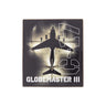 Square Boeing C-17 Globemaster III Graphic Magnet featuring a silhouette of a C-17 Globemaster III aircraft with the text C-17 and GLOBEMASTER III printed on the front.