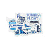 The Boeing Future Of Flight Destination Magnet features a Julia Gash-style Washington state illustration with pilots, planes, control tower, “Future of Flight” banner, “Boeing,” “Everett, WA,” and “Paine Field” in blue and white.