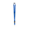 The Boeing 747 Incredibles Lanyard by BOEING features a blue design with white text, a small central logo, a black plastic buckle, and a metal hook at the bottom. This safety breakaway lanyard is ideal for aviation enthusiasts or anyone seeking an official Boeing 747 lanyard. The product is shown isolated on a white background.