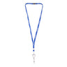 Boeing Signature Blue Lanyard, a blue breakaway lanyard printed with repeating white logos, featuring a retractable badge holder and a metal clip.